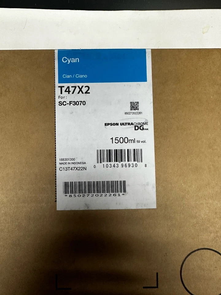 Epson T47X2 Ultra Chrome DG Tinta Cian For Sure Color SC-F3070 NUEVO (EXP. 2024) Foto 2 de 4