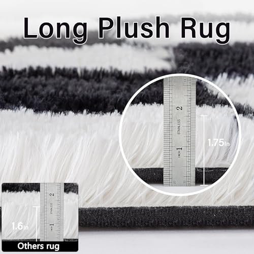 Checkered Rug 4x6 for Living Room, Black and 4' x 6' (Rectangular) Black&white - Picture 5 of 7