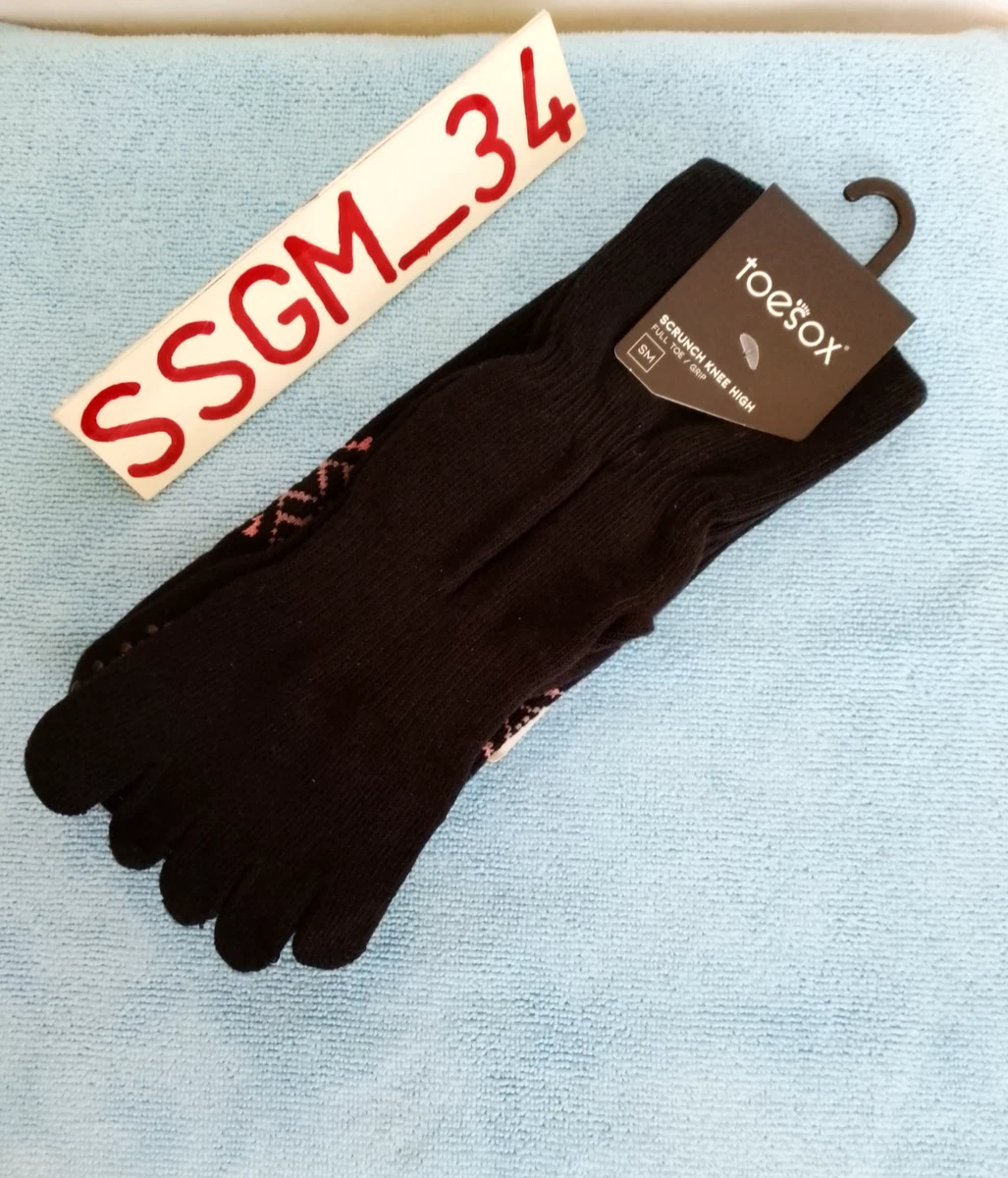 Calcetines ToeSox para mujer talla S negros rosas apretados hasta la rodilla yoga pilates nuevos con etiquetas