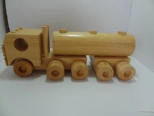 HANDCRAFTED WOODEN Tanker TRUCK toy wooden semi tank truck