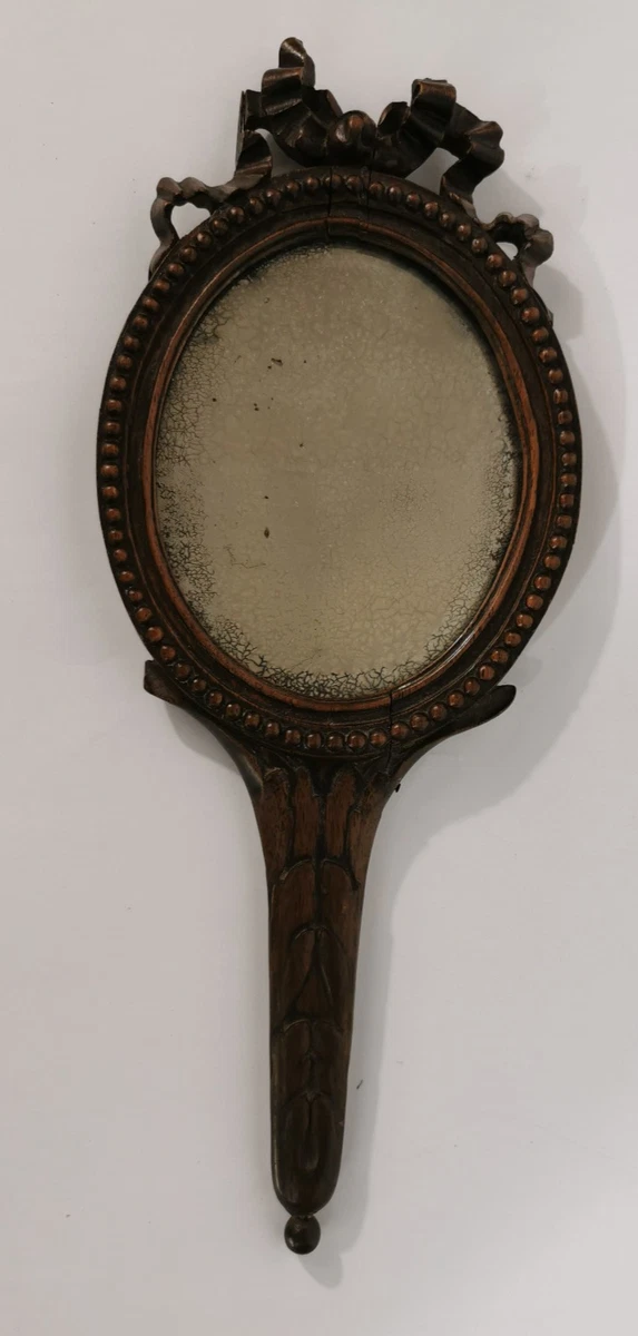 Miroir face à main ancien 25x10cm