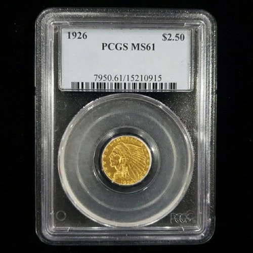 1926 $2.50 Indian Head Gold Quarter Eagle PCGS MS61 $2.50 Gold