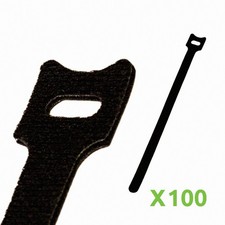 10 Inch Hook and Loop Reusable Strap Cable Cord Wire Ties 100 Pack Black