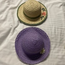 Two summer hats Straw/polyester Lot For 2 to 3-year-old.