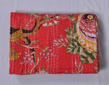 Indian handmade Cotton kantha Quilt hand Block Print King Size Bedspread Blanket