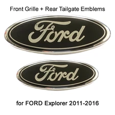 2pcs BLACK 9" Emblem Front Grille Badge + 7" Tailgate Logo 11-16 Ford Explorer