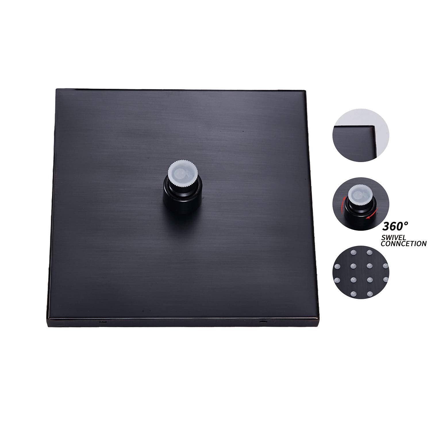 Shower Head 8 inch Square Rain Stainless Steel High Pressure Oil Rubbed Bronze S