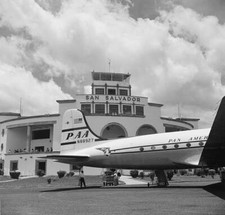 Pan American Airways DC-4 Clipper plane on tarmac San Salvador- 1952 Old Photo 3