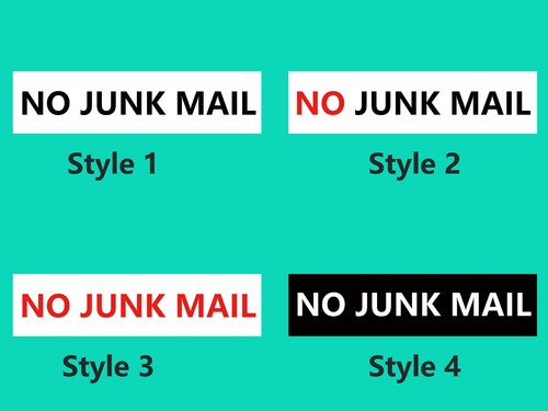 NO Junk Mail Sign Self Adhesive Plaque Decal On Letterbox Mailbox A1 - Picture 3 of 16