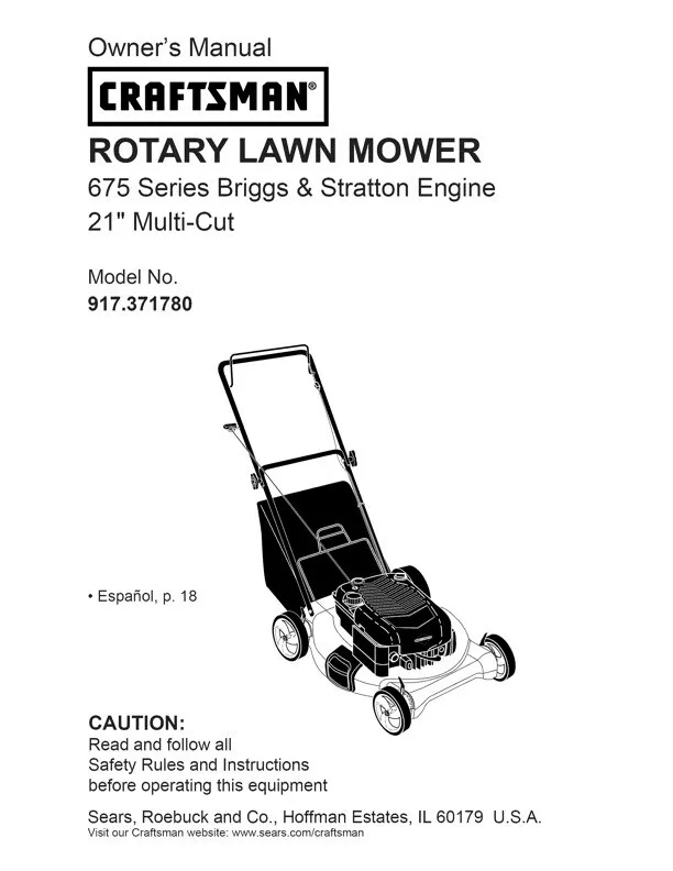 Craftsman 675 series sale lawn mower manual