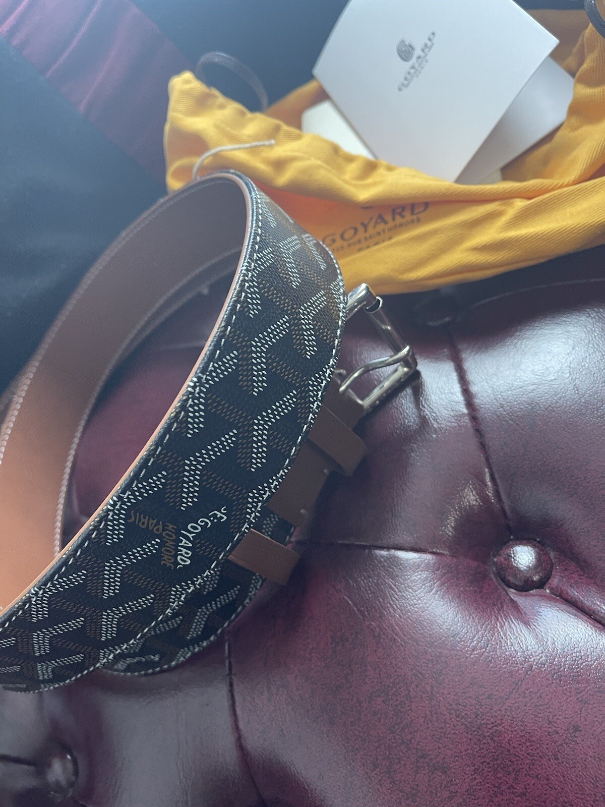 Goyard Mens Belt 105cm Brown Black Goyardine Canvas … Gem