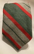 MCM 1970s Vintage Mens Tie Cotton RED GREEN STRIPE Retro MOD Kitsch EUC