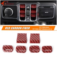 Red Carbon Fiber Dash Gear Panel Cover Trim Kit For Jeep Wrangler Jl Jt 2024-26 Red Carbon Fiber Dash Gear Panel Cover Trim Kit For Jeep Wrangler Jl Jt 2024-26