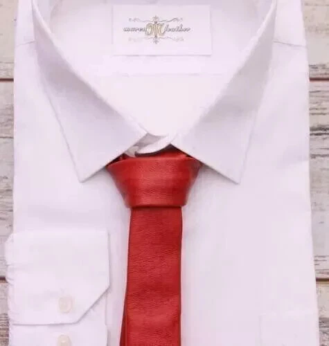 Neck Tie For Men Handmade Genuine Lambskin Designer Collection Leather Stylish - Image 4 of 4