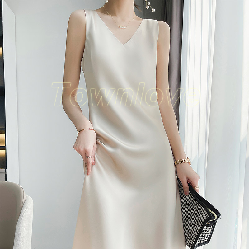 knee length dresses for ladies Deep V Midi Cami Dress - Products main image 0