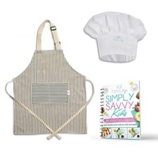 TOVLA JR. Toddler Kitchen Apron Hat and Cookbook Gift Set for Kids with Pocke...