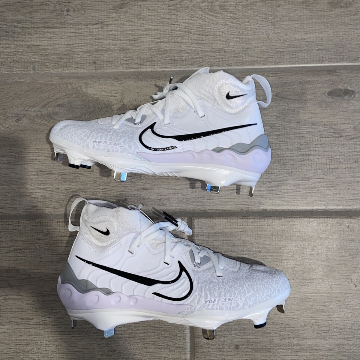 Size 8 Men's Nike Alpha Huarache NXT White Metal Baseball Cleats