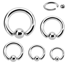 HEAVY GAUGE 316L SURGICAL STEEL CAPTIVE BEAD RING MALE HOOP 12G 10G 8G 6G 4G 2G