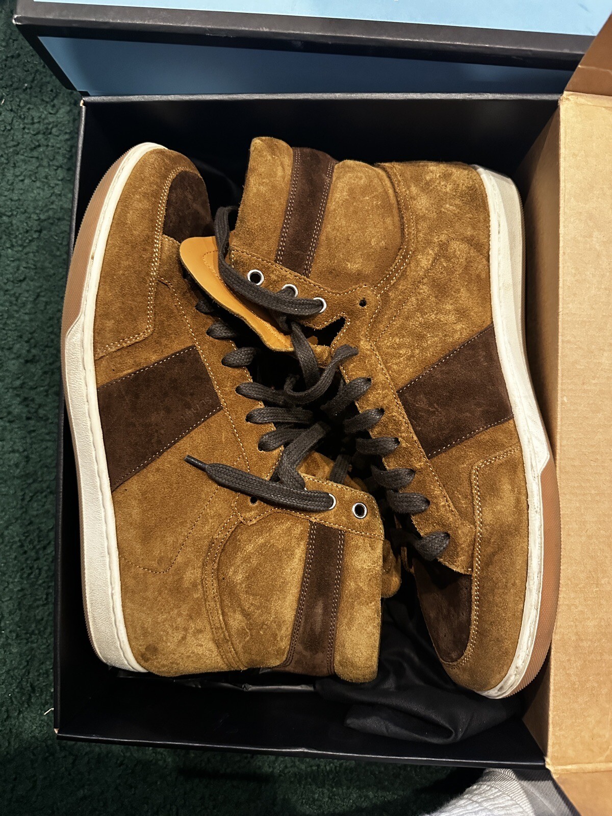 Sneakers alte da uomo Saint Laurent Court Classic SL 10H marrone chiaro coffy taglia 46