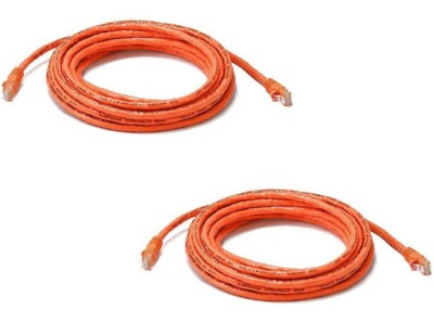 2x 15FT CAT5e Orange Cable Ethernet Lan Network CAT5 RJ45 Patch Cord Internet