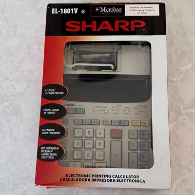 Sharp EL-1801V Electronic Printing Calculator 12-Digit 2-Color Printer