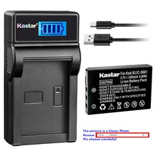 Kastar Battery LCD Charger for Kodak KLIC-5001 Kodak EasyShare DX6490 Camera