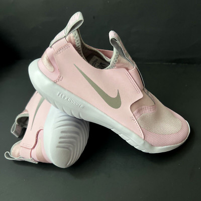 Womens Size 7 Sneakers NIKE FLEX RUNNER GS AT4662 PINK SILVER Slip On EUR 40