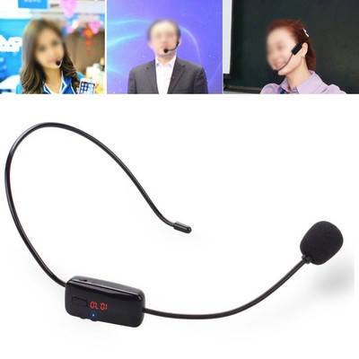 Black FM Wireless Microphone Headset Versatile Amplification Easy