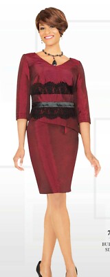 Mother of Bride Women's Cocktail Dress Knee Length V-Neck Sheath Burgundy  8, 10 | eBay