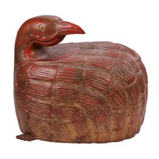 Scultura uccellino giapponese laccato figura intagliata h20 cm circa 1890