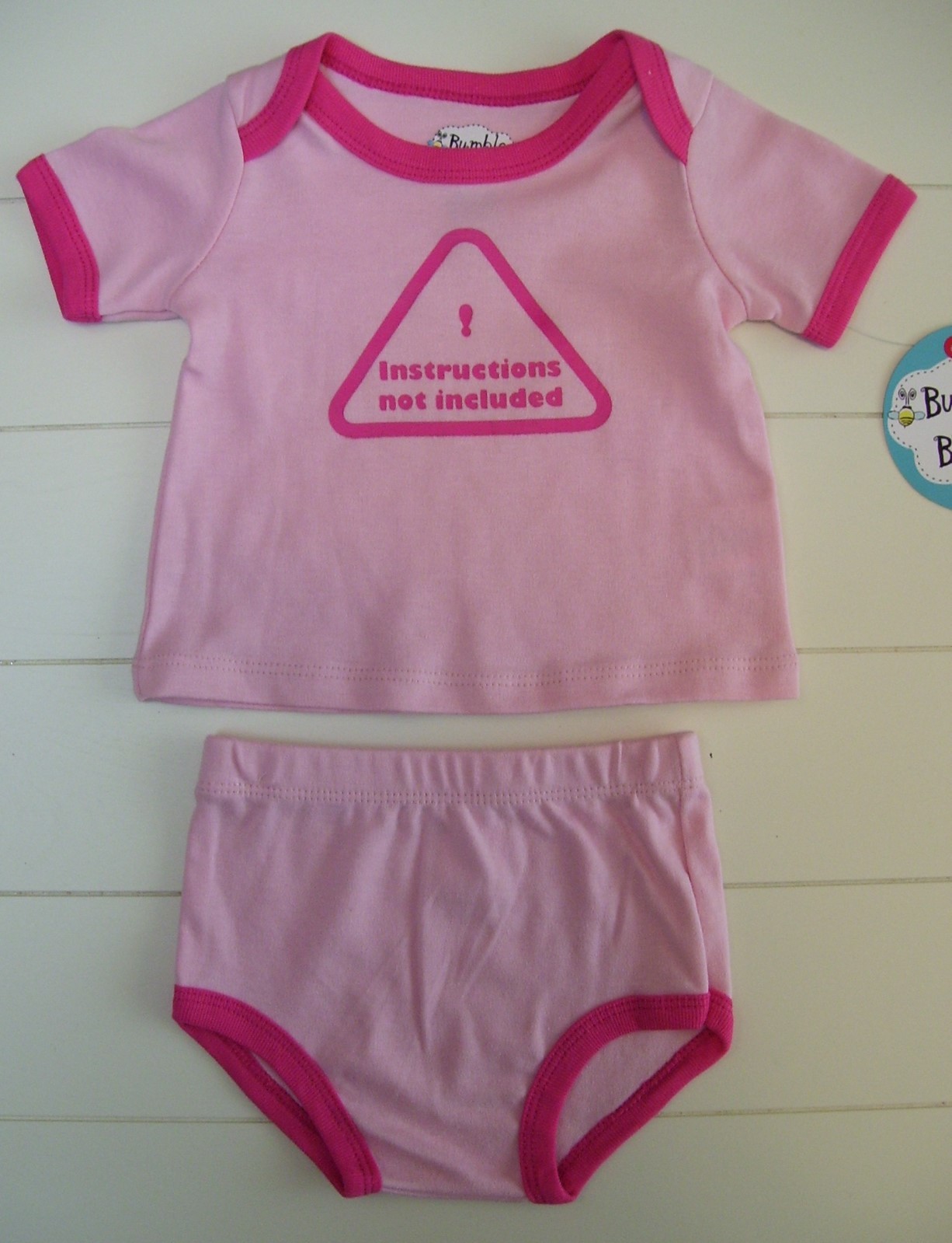 Bumble & Birdie Pink Instructions Not Included Shirt & Diaper Cover Short Set 3M