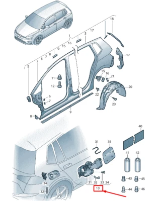 Original VW Golf Sportsvan AM Einfüllstutzen rechts 510809857A Neuware OEM - Bild 1 von 4