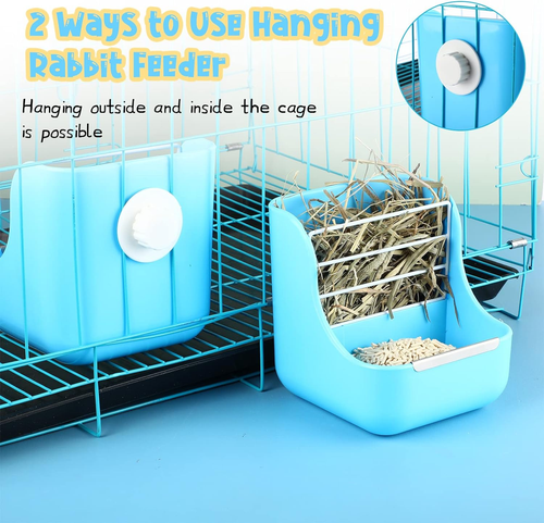 Rabbits Hay Feeder Bunny Hay Rack Manger Hay Food Bin Hanging Dispenser Double U - Picture 6 of 12