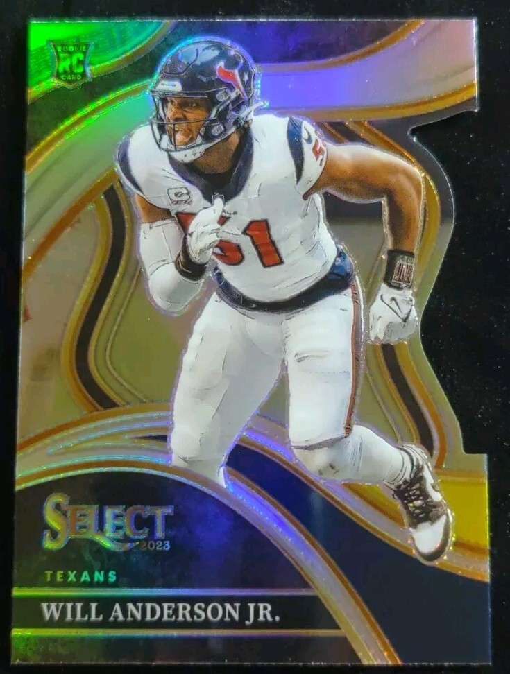 Will Anderson Jr. 2023 NFL Panini Select Club Level Green Yellow Die-Cut Rookie