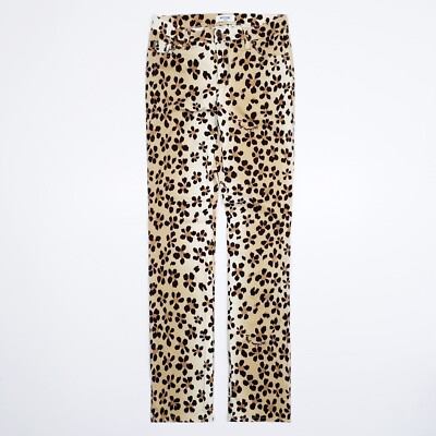MOSCHINO JEANS Leopard Floral Logo Print Stretch Twill Pant