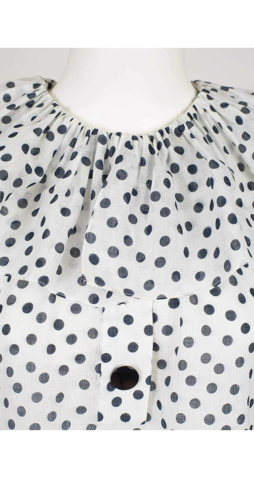 Camicia Yves Saint Laurent vintage anni '80 a pois bianco cotone arricciato 38