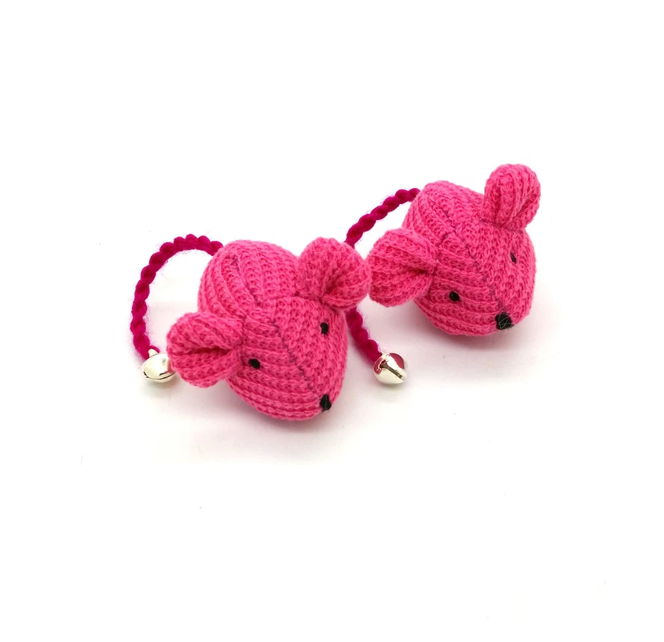 KATS'N US Crochet Mouse Cat Toy - 2 Pk Dark Pink