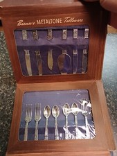 Vtg 480 Banners Metaltone Child's Complete Junior Tableware Plastic Silverware