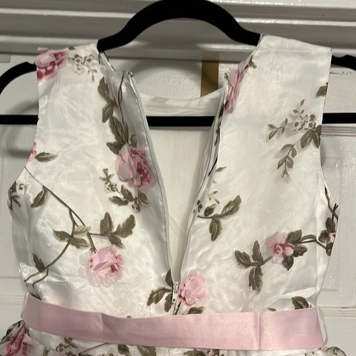 Think Pink Bows Girls 12 Dress Lined 3-D Floral Sleeveless Pink Tie Belt NWOT - Picture 7 of 8