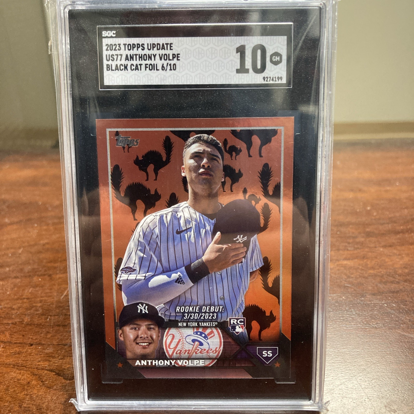 2023 Topps Update Series Rookie Debut Anthony Volpe #US77 Black Cat Foil 6/10