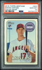 2018 TOPPS HERITAGE 600 SHOHEI OHTANI COLOR SWAP SSP PSA 10 GEM MINT POP 64