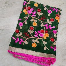 Ethnic Traditional Punjabi Phulkari Hand Embroidered Bridal Wear Indian Dupatta