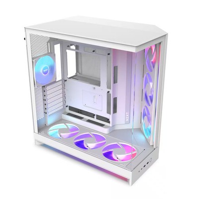 NZXT - H9 Flow+ RGB 2025 ATX Mid-Tower Dual-Chamber PC Case - White