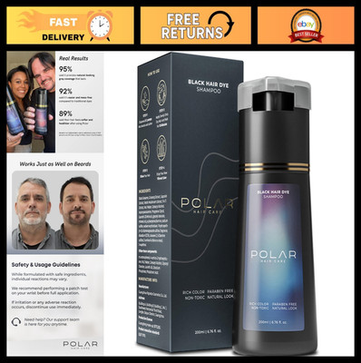 Hair Dye Shampoo for Gray Hair - Jet Black Semi-Permanent Natural Vegan Kit 6.76