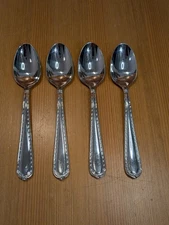 Lot (4) HAMPTON Silversmiths NOBILITY Stainless 8" Oval Soup Table Spoon Set VGC