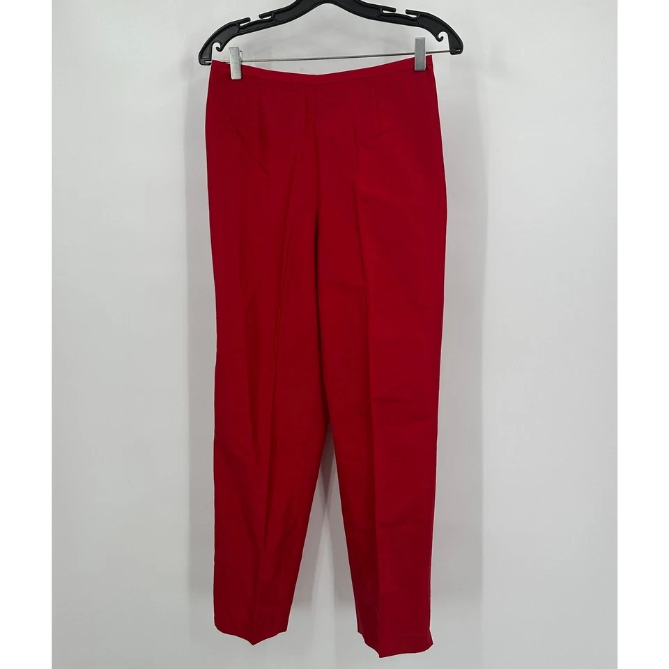 Conjunto de 2 piezas de traje pantalón de seda Bloomingdale's para mujer talla 6 con cuentas rojas glamour navideño Foto 4 de 4