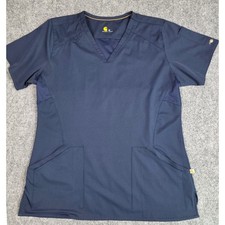 Carhartt Force Cross-Flex Scrub Womens Medium Top Navy Blue V-Neck C12106