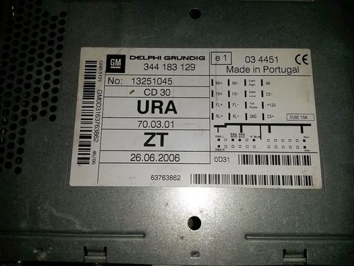 RADIO Opel Astra H SW (L35) Combi 1.9 CDTi 120 (Z19DT(Euro 4)) 344183129 - Imagen 3 de 3