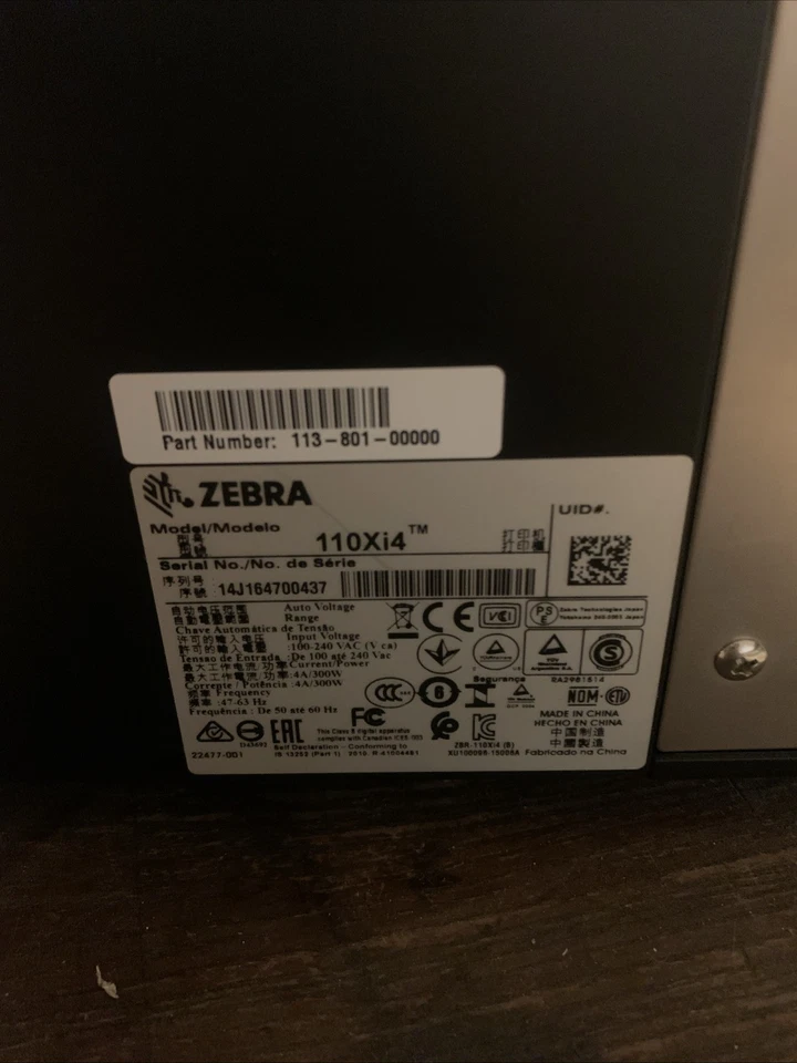 Zebra 110Xi4 300 DPI Monochrome Thermal Label Printer - Image 3 of 4