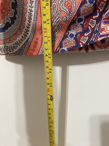 Nanette Lepore Dress Silk Dress Size 2 Bow Waist Paisley Boho Orange Blue Small - Afbeelding 8 van 10